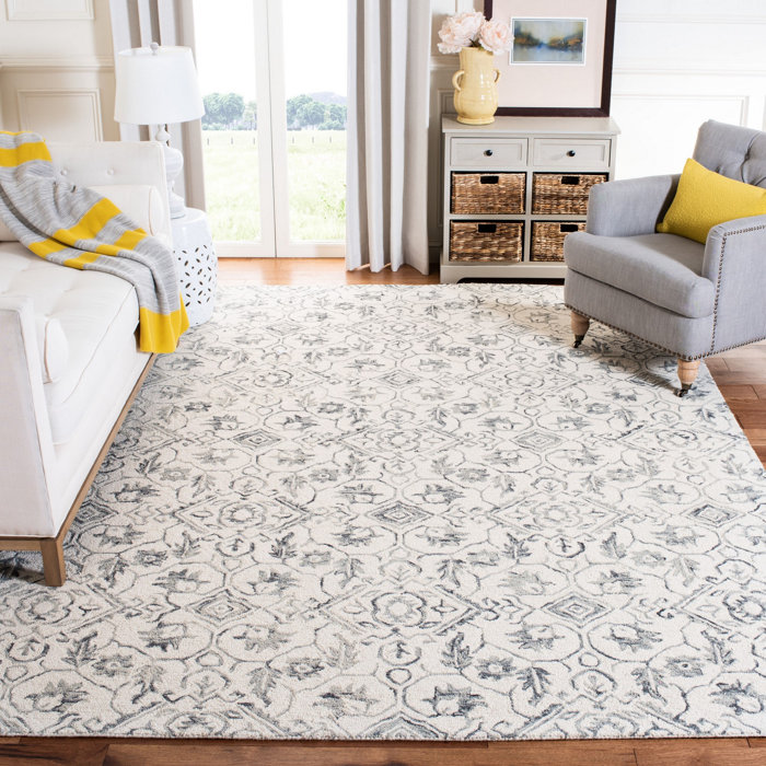 Charlton Home® Pimentel HandTufted Wool Ivory Area Rug Wayfair